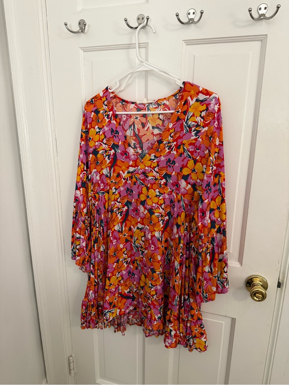 Floral Swing Dress - Pink & Orange